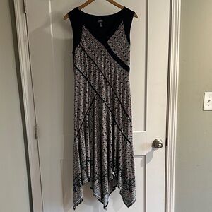 Jones New York Navy and White Asymmetrical Dress